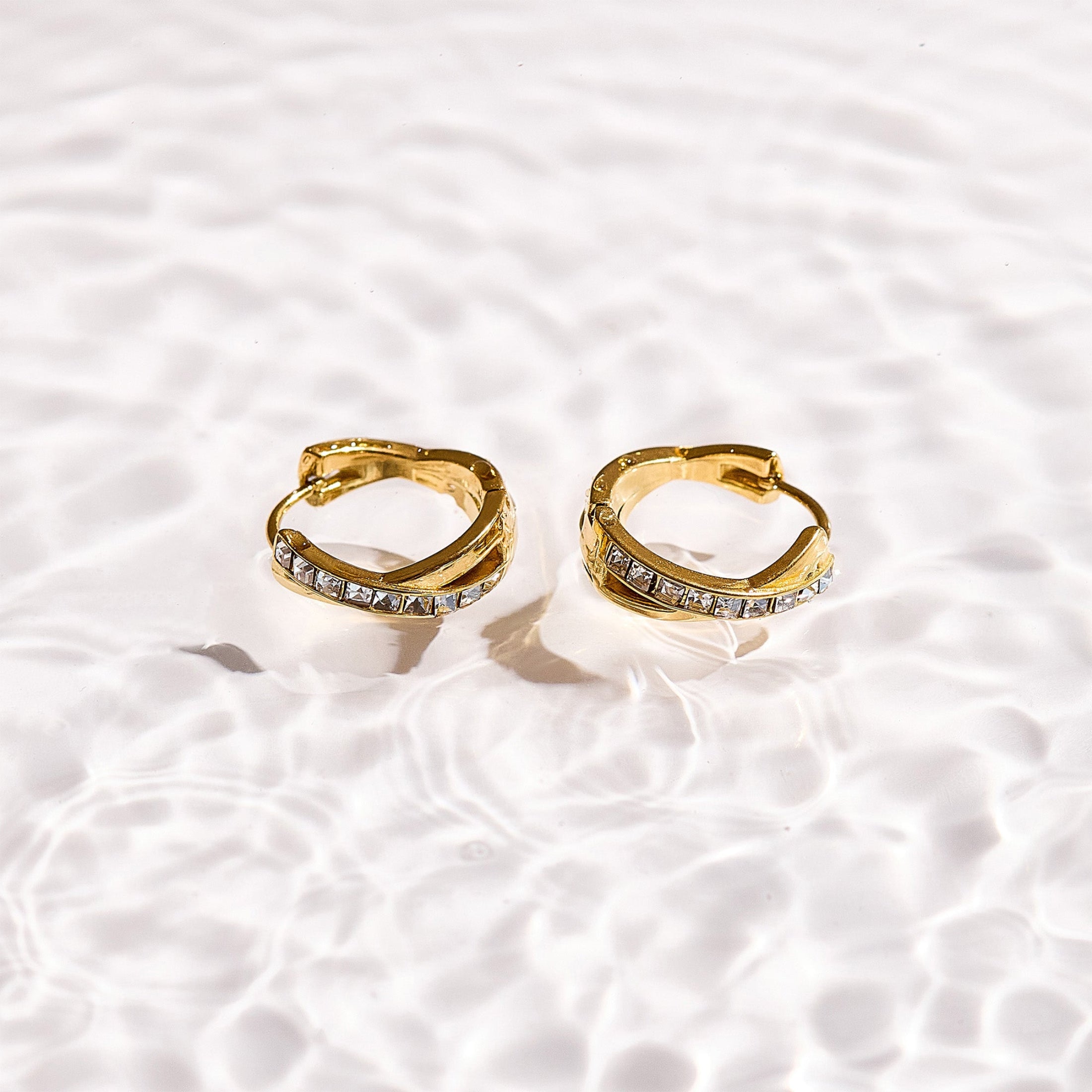 Crystal Twist Hoop Earrings