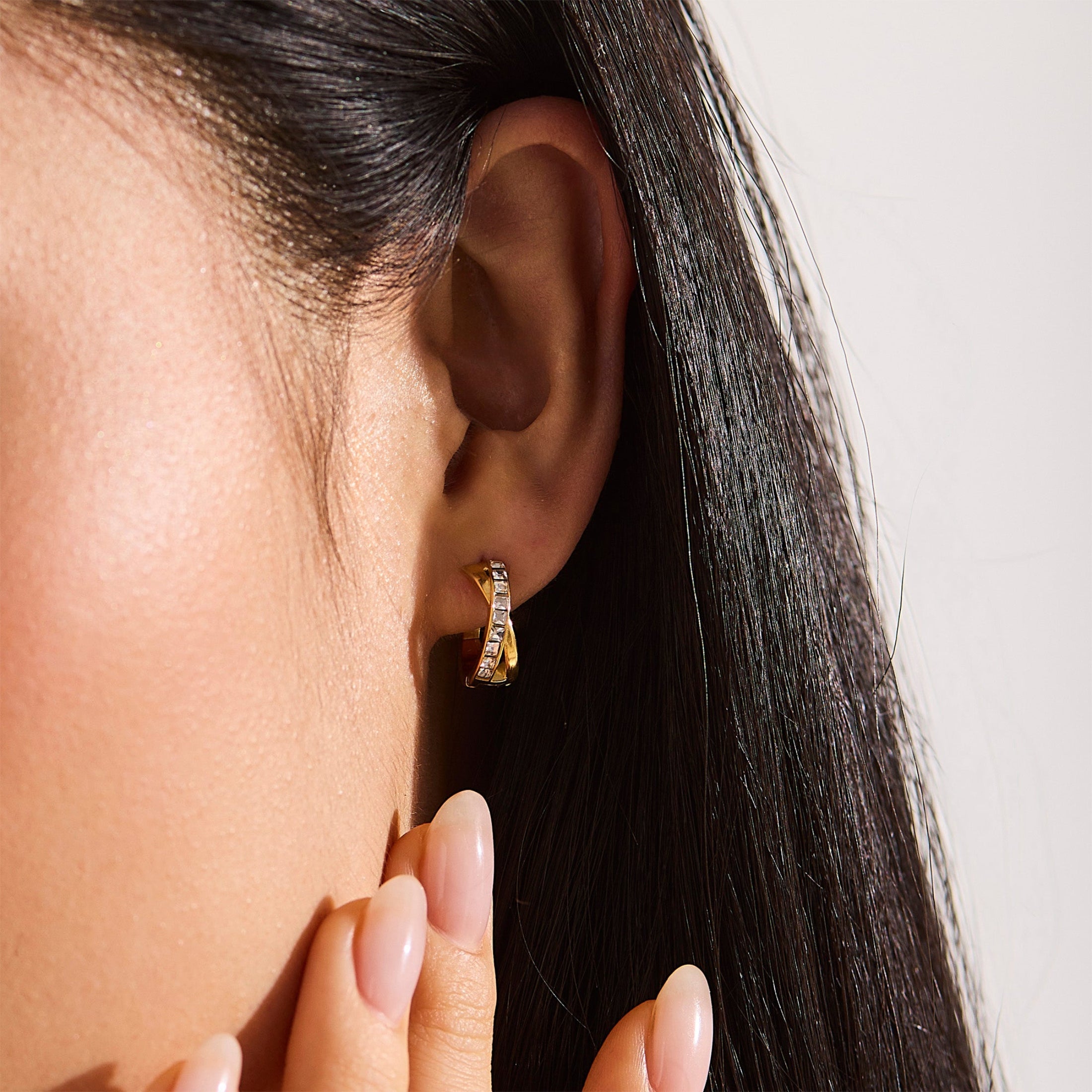 Crystal Twist Hoop Earrings