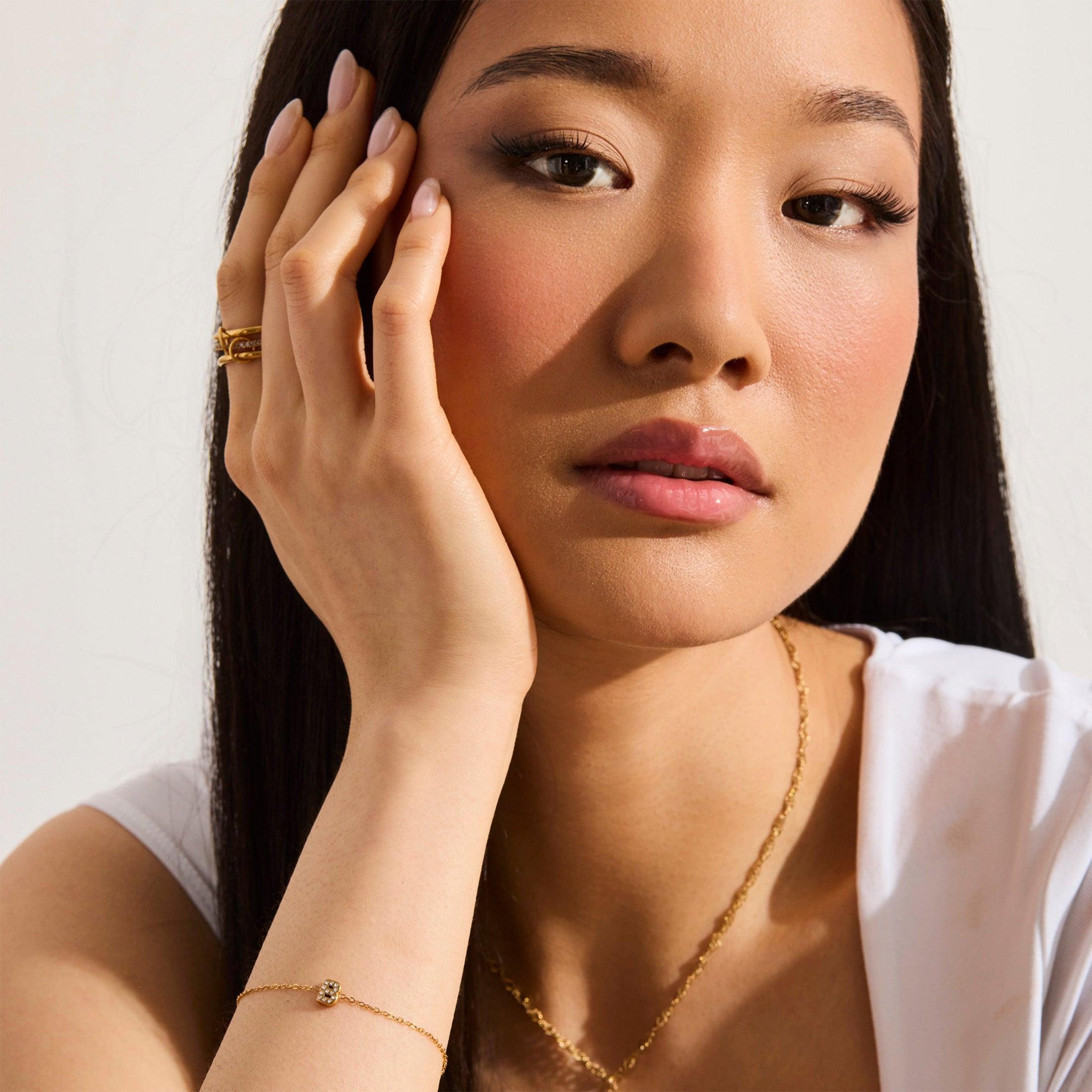Stacked Linked Crystal Band Ring