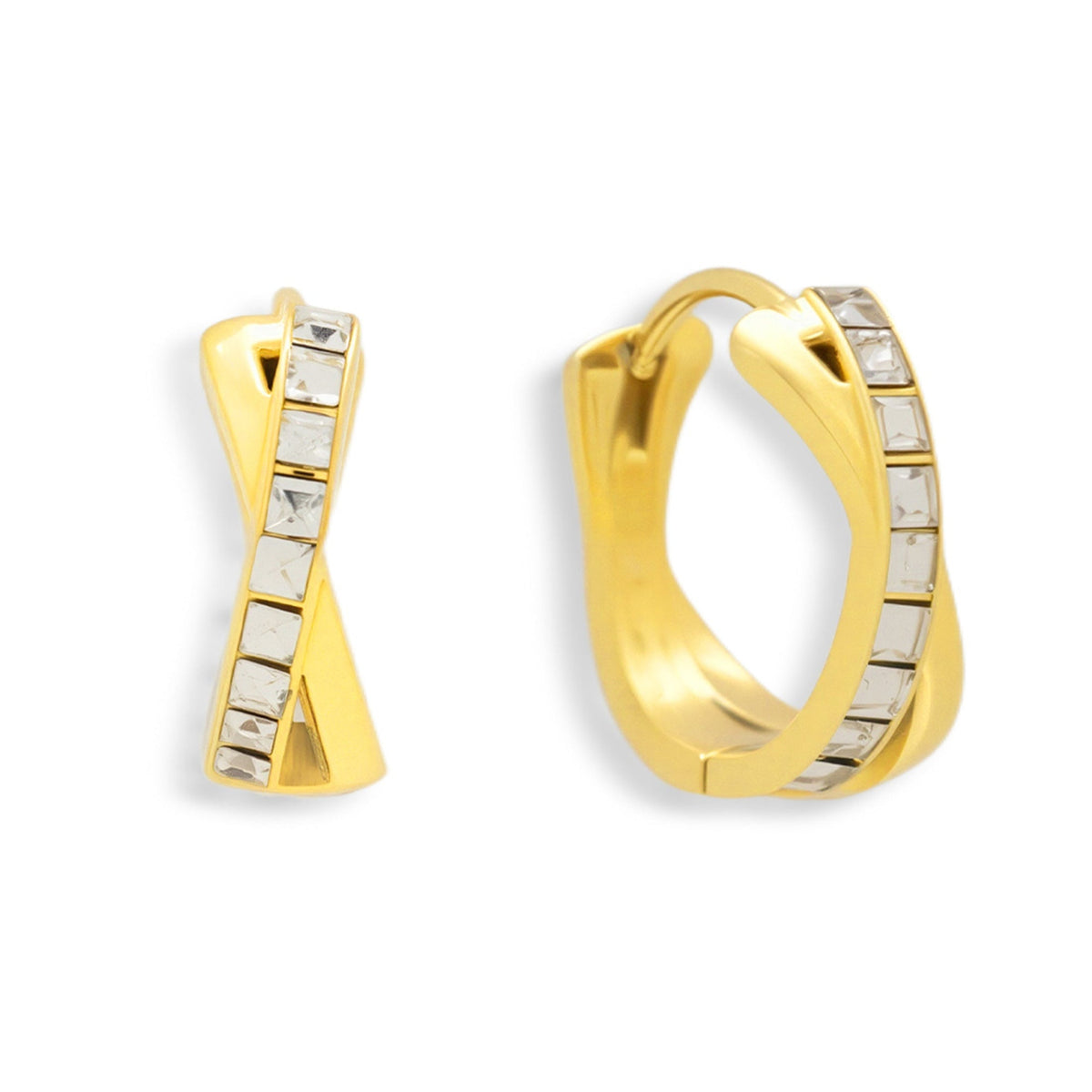 Crystal Twist Hoop Earrings