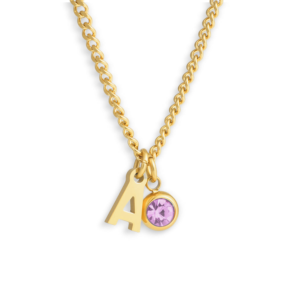 Custom/Personalized Initial Pendant Necklace w/ Birthstone - EVRYJEWELS