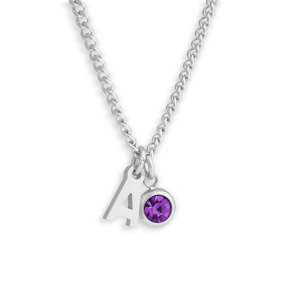 Custom/Personalized Initial Pendant Necklace w/ Birthstone - EVRYJEWELS