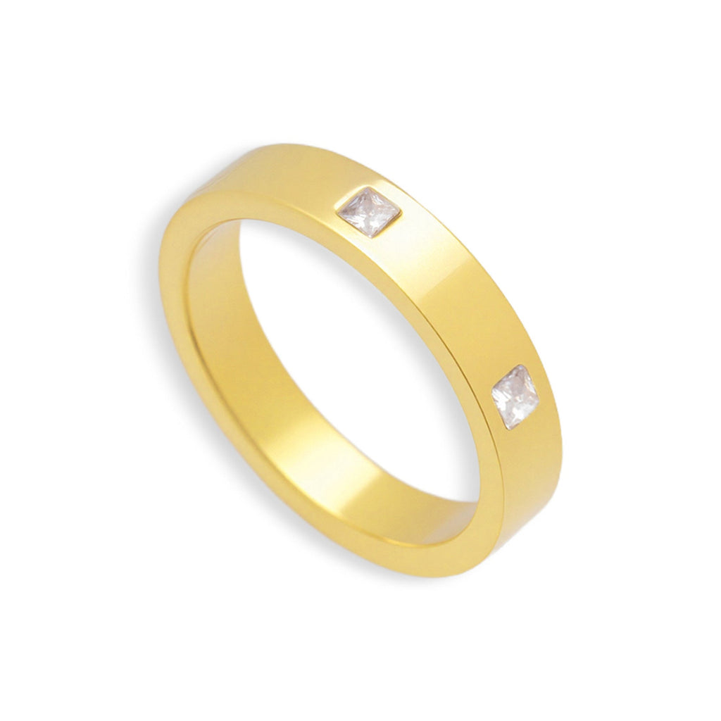Square Crystal Flat Band Ring - EVRYJEWELS