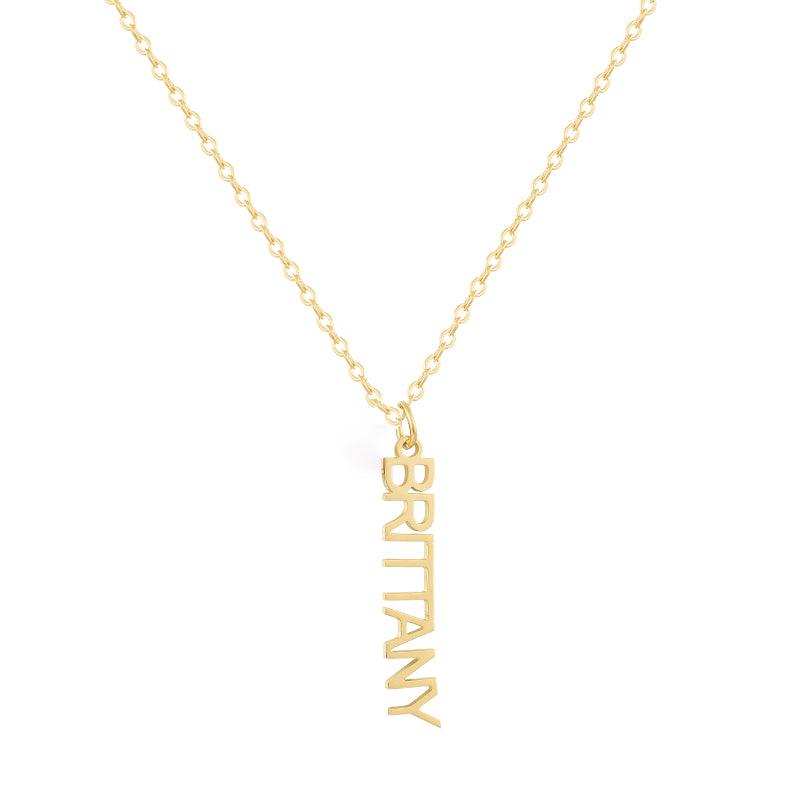 Custom/Personalized Mini Vertical Charm Nameplate Necklace - EVRYJEWELS