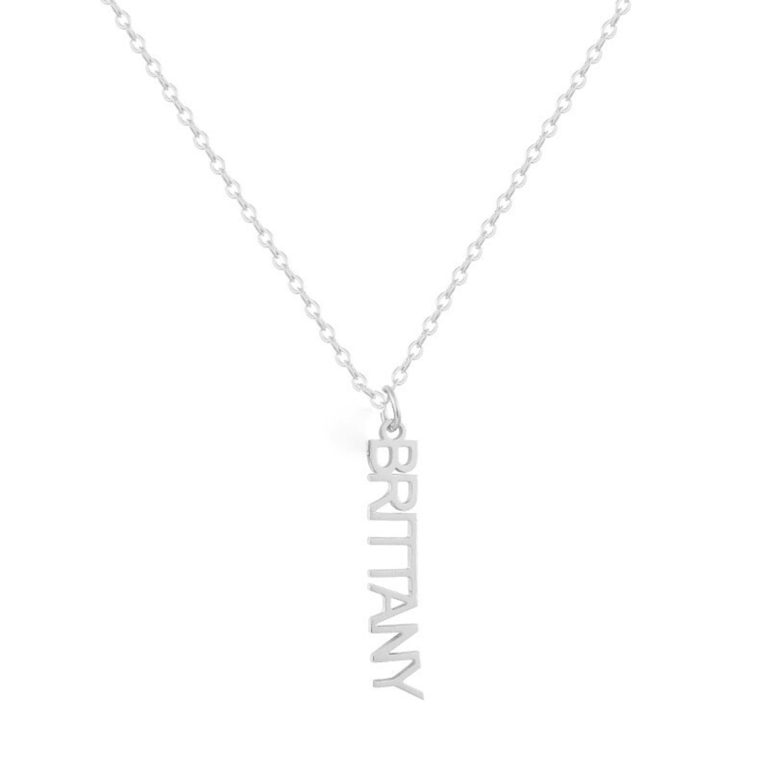 Custom/Personalized Mini Vertical Charm Nameplate Necklace - EVRYJEWELS