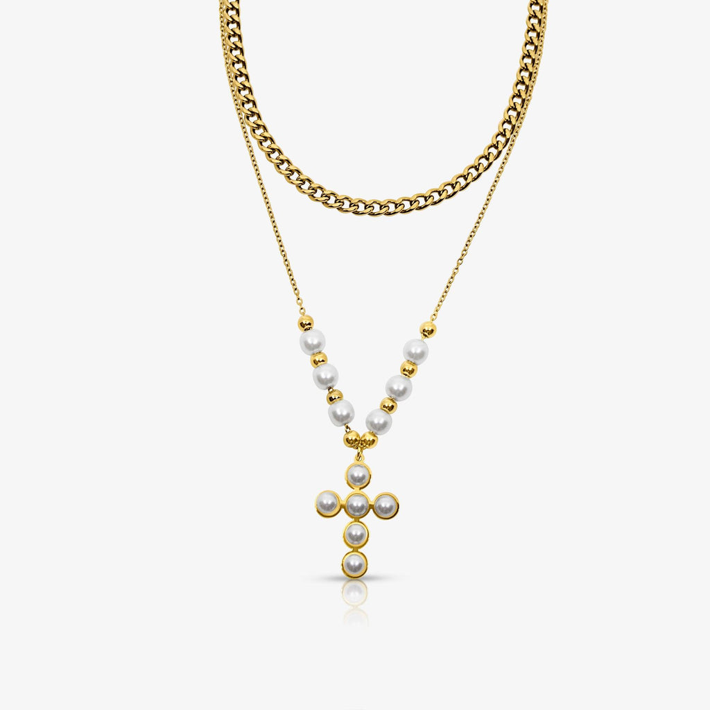 Pearly Blessing Cross Necklace